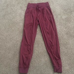 Lululemon Dance Studio Mid rise Jogger in color Mulled Wine Size 2